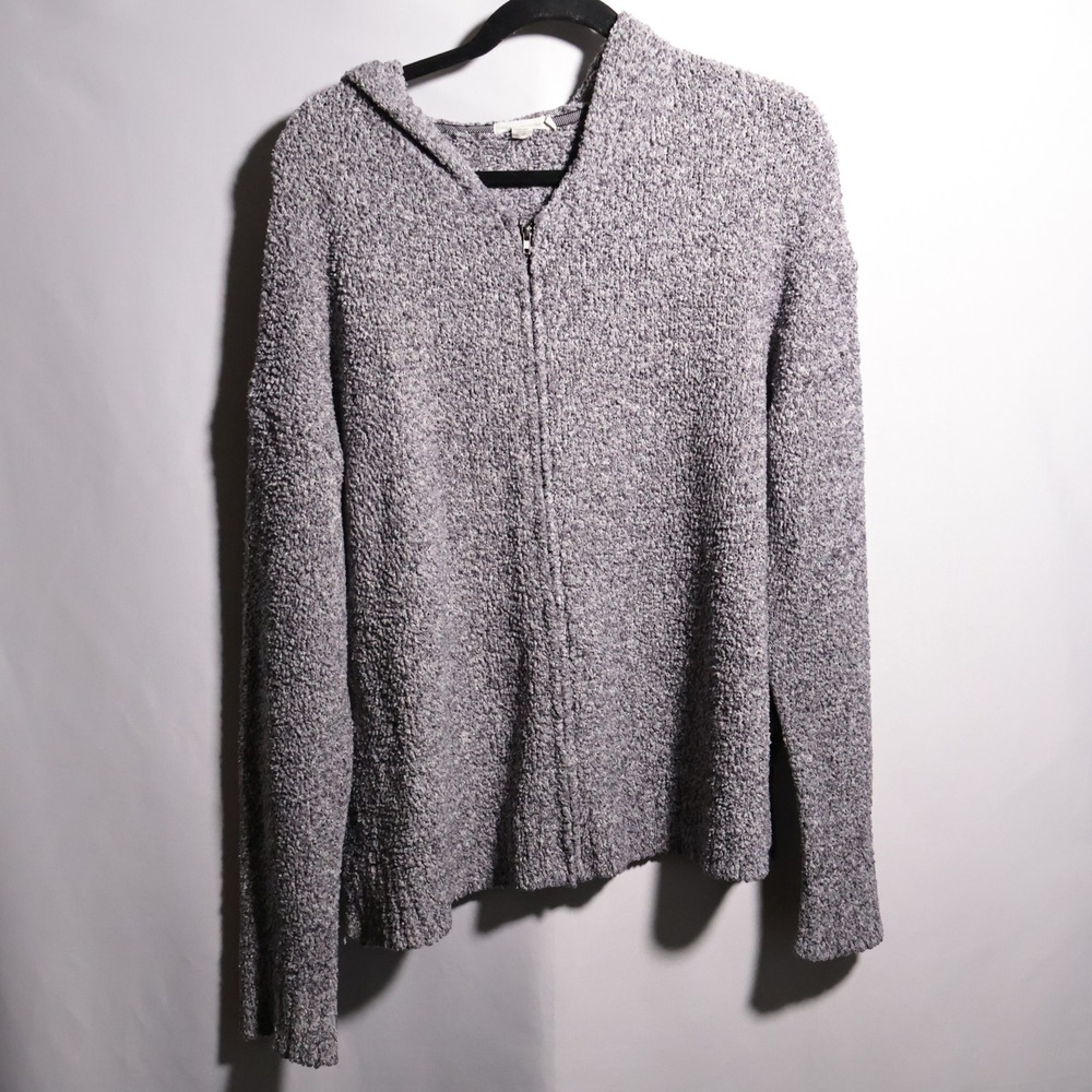 Threads 4 Thought Grey Chenille‎ Knit Hoodie Zip Up Sweater Women's XL Ethical